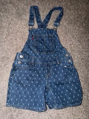 Levi's Dark Blue Denim Short Overalls with Dot Print